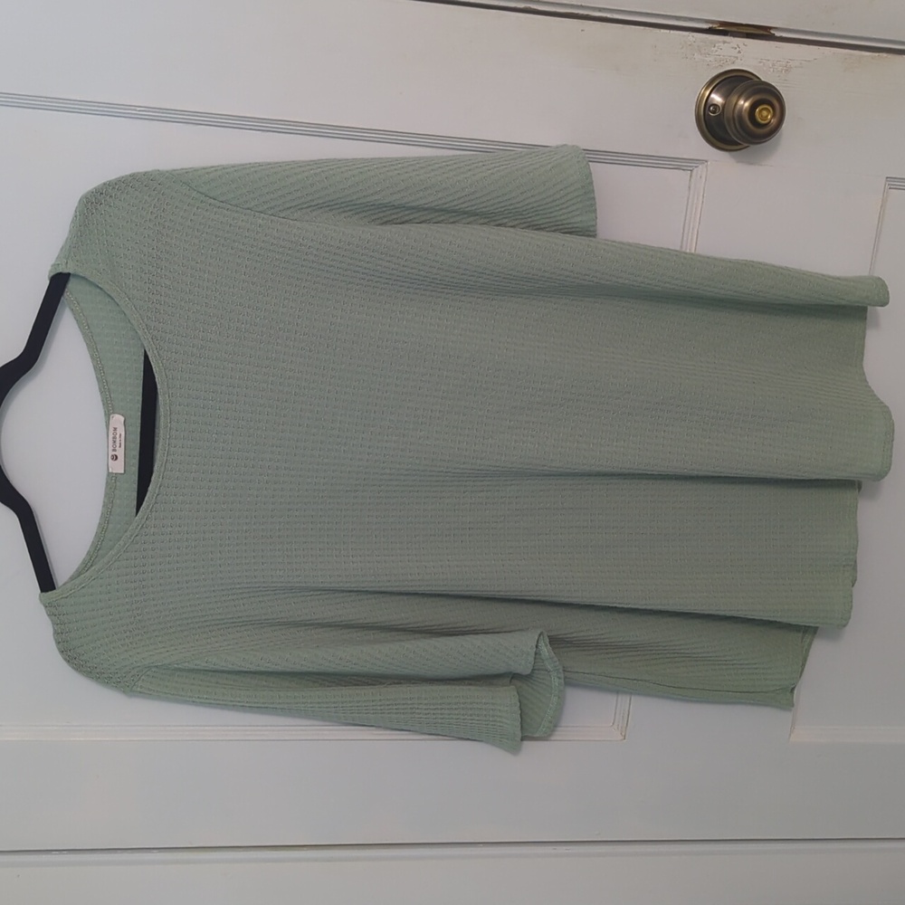 Bombom Sz XL Mint Green Short Sleeve Waffle Pattern Over Sized Tee